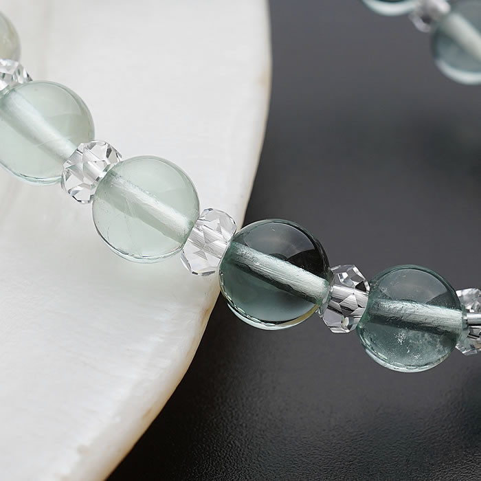 グリーンフローライトAAA8mm カット水晶 ブレスレット 天然石 パワーストーン フローライト フルオライト 蛍石