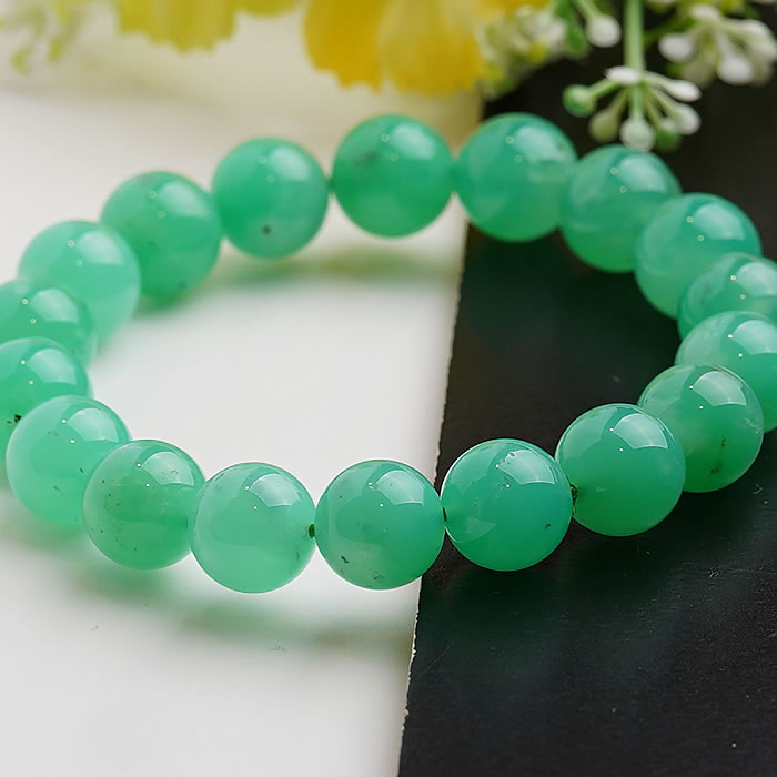 【一点物】【高品質】最上級クリソプレーズAAAA 約11mm ブレスレット 天然石 パワーストーン クリソプレイズ