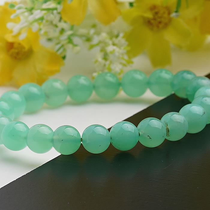 【一点物】【高品質】最上級クリソプレーズAAAA 約8.5〜9mm ブレスレット 天然石 パワーストーン クリソプレイズ