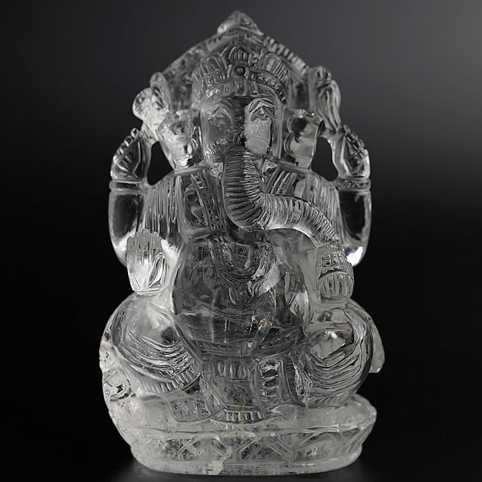 【一点物】【高品質】【希少】【高透明】ガネーシャ ヒマラヤ水晶 手彫り置き石 天然石 パワーストーン インテリア 置物 夢をかなえるゾウ ヒマラヤ 水晶