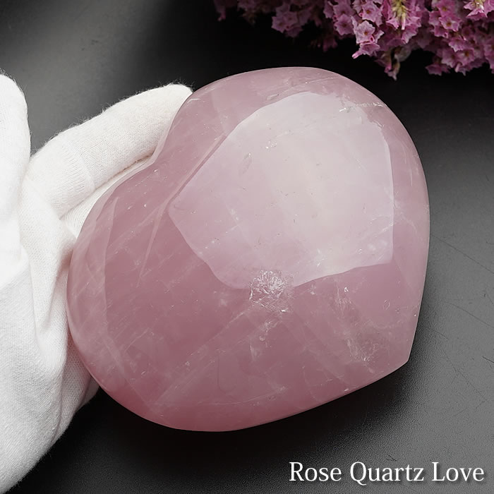 【一点物】大きなハート型ストーン ローズクォーツ ラブ インテリア 置き石 天然石 パワーストーン 置物