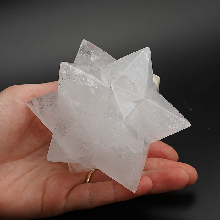【一点物】【希少】天然水晶 小星型十二面体 マカバスター アステロイド 特大 小星十二面体 453g マルカバスター マカバ 水晶