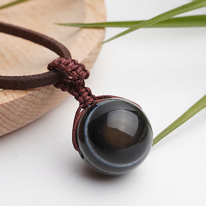 天眼石 18mm 編み込み大粒ペンダント ペンダントトップ ネックレス 天然石 パワーストーン アイアゲート ボツワナアゲート