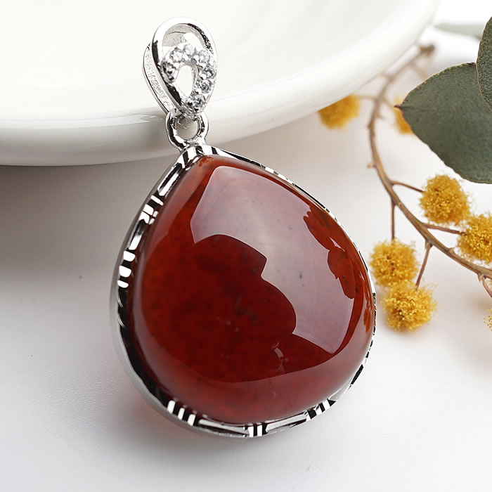 【一点物】【高品質】オレンジガーネット ヘソナイト ドロップ型 ペンダントトップ ネックレス 天然石 ..