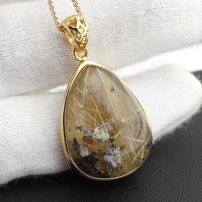 【一点物】ルチルクォーツ ガーデンルチルクォーツ ペンダントトップ ネックレス 天然石 パワーストーン シルバー925 ゴールドカラー