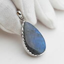【一点物】【高品質】ブラックラブラドライトAAA ペンダントトップ ネックレス 天然石 パワーストーン Black Labradorite Pendant ブル...
