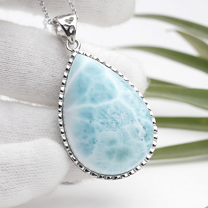 【一点物】【高品質】ラリマーAAA ペンダントトップ ネックレス 天然石 パワーストーン Silver925