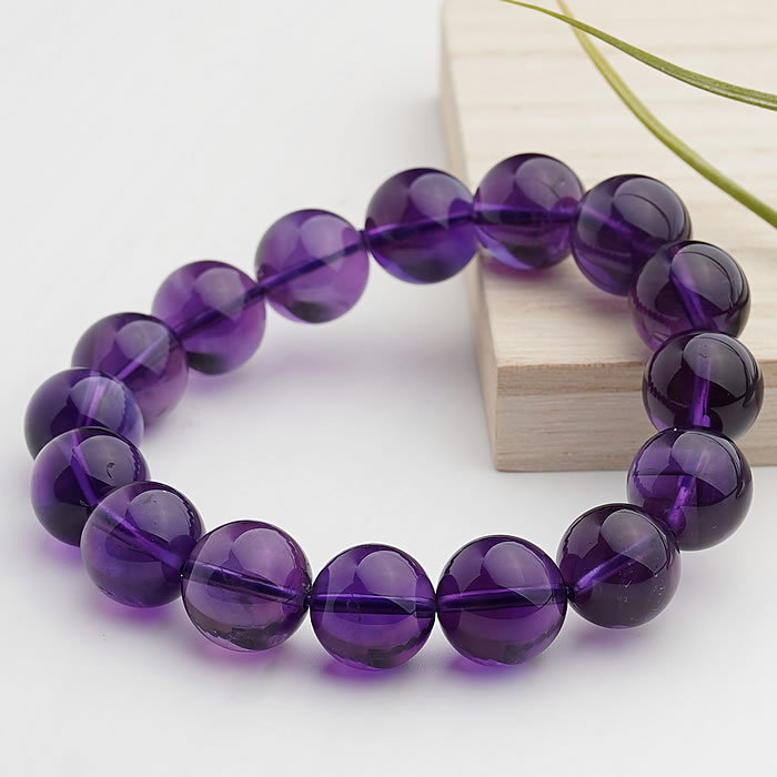 【一点物】【最高品質】アメジストAAAA 約14～14.5mm ブレスレット 天然石 パワーストーン ブラジル産