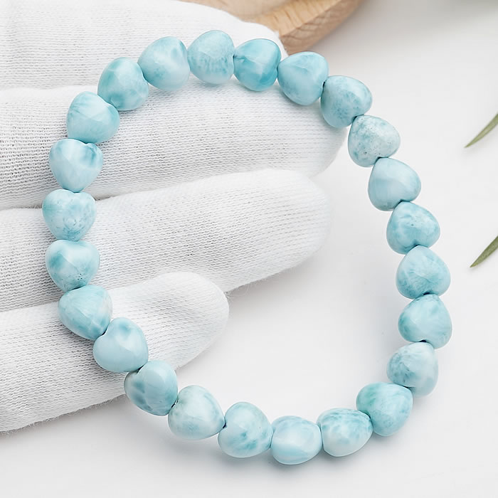 【一点物】【高品質】ラリマー ハート ブレスレット 天然石 パワーストーン