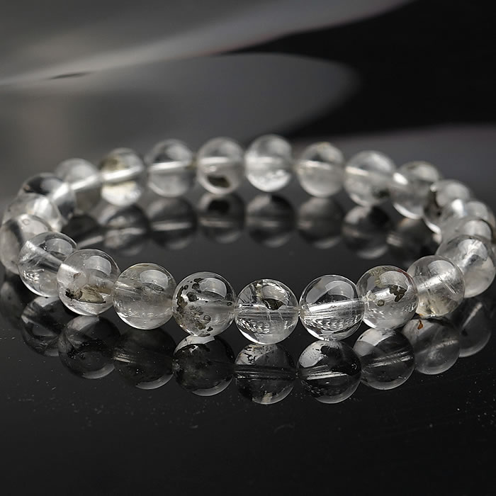 【一点物】【希少】天然パイライトinクォーツ 約8mm ブレスレット 天然石 パワーストーン パイライトインクォーツ パイライト in クォーツ 黄鉄鉱 pyr...