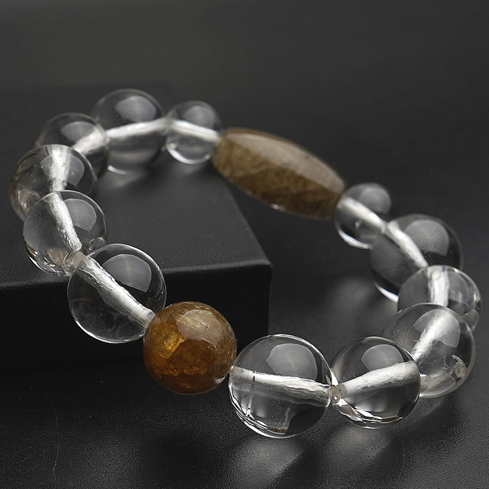 【一点物】【希少】アンフィボール インクルージョン クォーツ 天珠 クリアクォーツ ガネーシュヒマール産 ドラバイトトルマリン ブレスレット 天然石 パワースト...