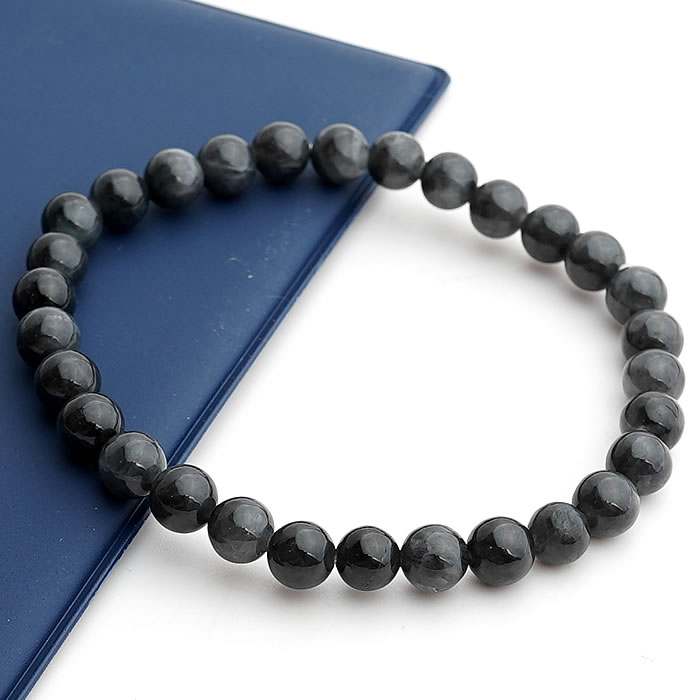 【鑑別書付き】天然黒翡翠 6mm ミャンマー産 ブレスレット 天然石 パワーストーン 天然黒ひすい ブラックジェダイド 硬玉 黒翡翠 ジェード ジェイド 内周約15.5cm
