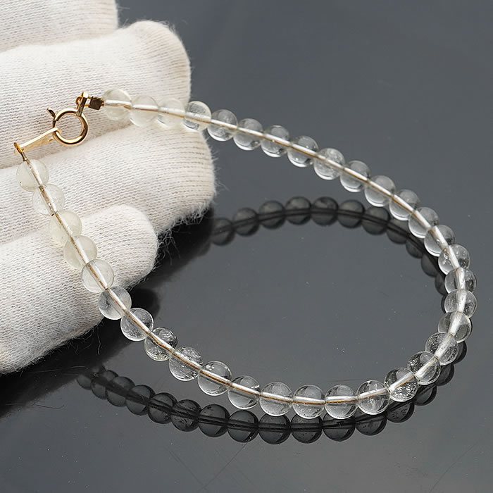 【一点物】【鑑別書付き】リビアンデザートグラス 5mm ブレスレット 天然石 パワーストーン アクセサリー ジュエリー リビアングラス 18K