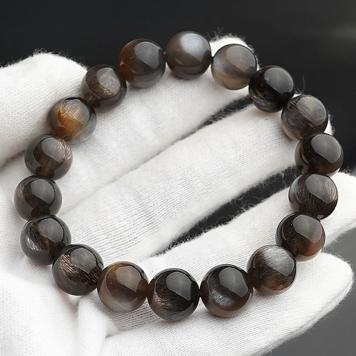 【一点物】【希少】高品質 ブラックサンストーン 約10.5〜11mm ブレスレット 天然石 パワーストーン サンストーン