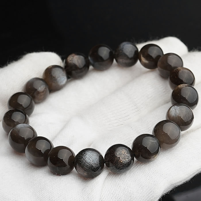【一点物】【希少】高品質 ブラックサンストーン 約9.9〜10.4mm ブレスレット 天然石 パワーストーン サンストーン