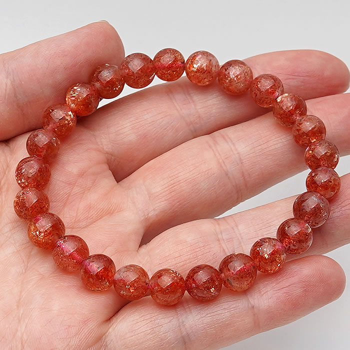 【一点物】【高品質】サンストーンAAA 約7.5mm ブレスレット 天然石 パワーストーン