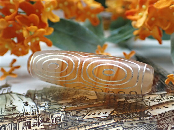 【チベット銀線天珠】 龍眼天珠 ハンドメイド 【一点物】