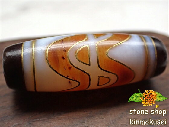 【チベット銀線天珠】虎牙六辨蓮花天珠 ハンドメイド 【古銅】 【鉱物入り】 【一点物】