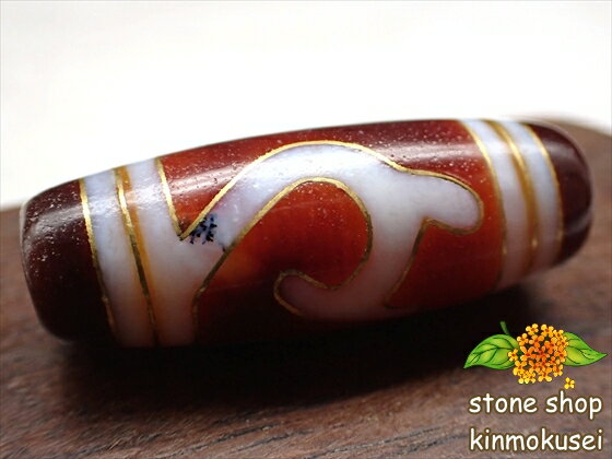 【チベット銀線天珠】緑度母天珠 橙 ハンドメイド 【古銅】 【デンドリティック鉱物入り】 【一点物】 【※注意事項あり】