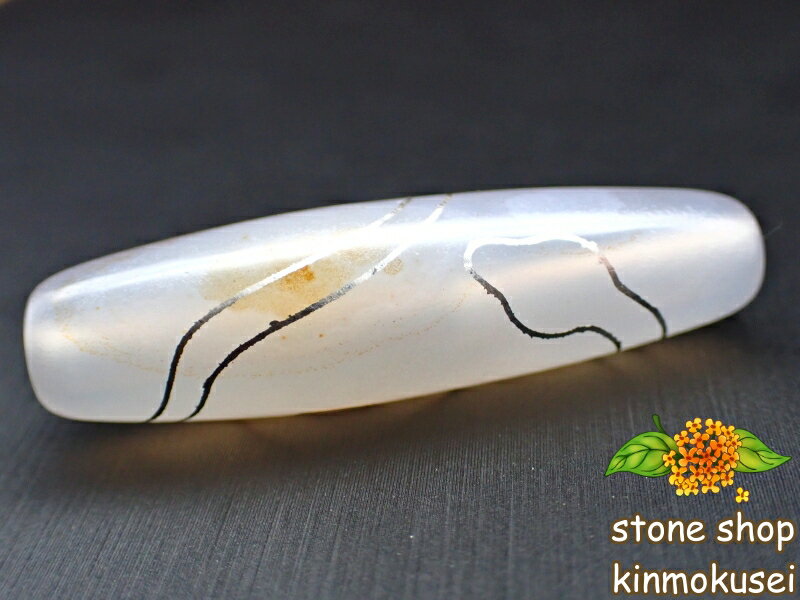 【チベット銀線天珠】白蛇天珠 白 ハンドメイド 【一点物】