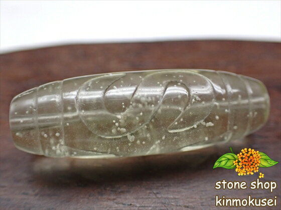 【リビアングラス天珠】 金銭鈎天珠 約5.18g 【鑑別書付き】 【稀少クリストバライト入り】 【一点物】