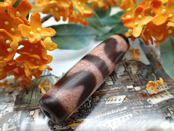 【チベット龍紋天珠】四線虎牙天珠 【一点物】