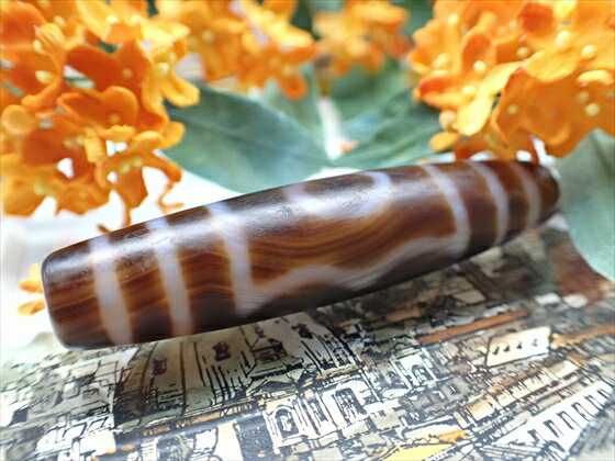 【チベット高級至純天珠】三眼天珠 【ツヤなし】 【天然模様】 【一点物】