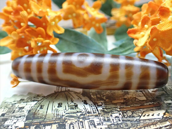 【チベット高級至純天珠】三眼天珠 【ツヤなし】 【天然模様】 【一点物】