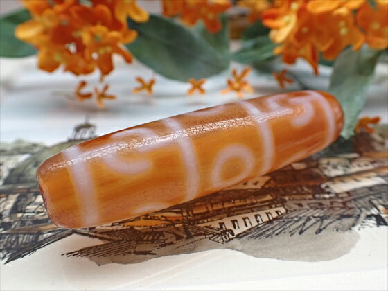 【チベット天珠】 蓮師法器天珠 橙 【一点物】