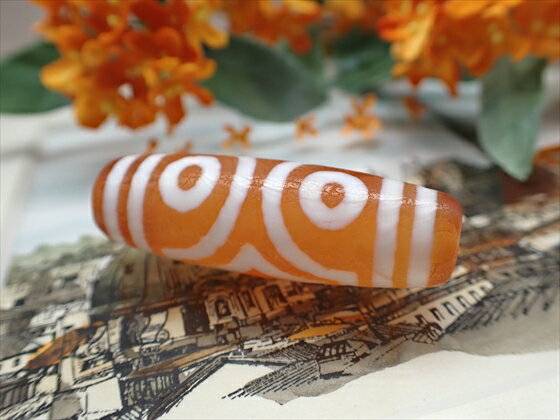 【チベット天珠】三眼天珠 橙 【一点物】