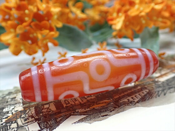 【チベット天珠】逆九眼天珠 橙 【一点物】