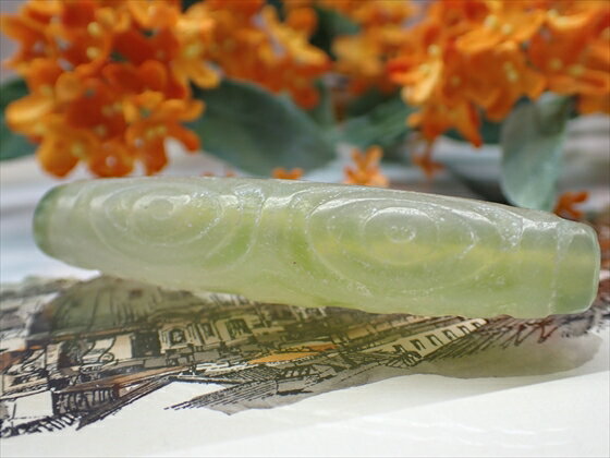 【チベット天珠】 龍眼天珠 緑 【一点物】