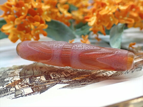 【チベット天珠】四線虎牙天珠 橙 【一点物】