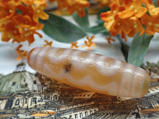 【チベット天珠】 五眼天珠 橙 【デンドリティック鉱物入り】 【一点物】