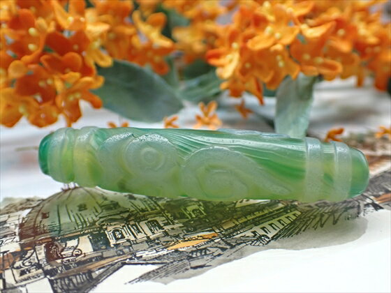 【チベット天珠】 法相仏眼天珠 緑 【一点物】