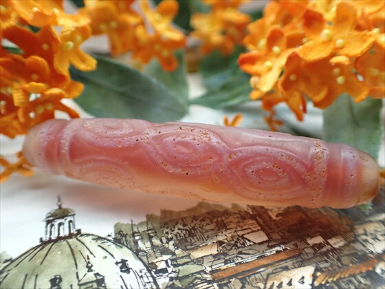 【チベット天珠】特殊九眼天珠 橙 【一点物】