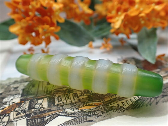 【チベット天珠】 線珠 緑 【一点物】