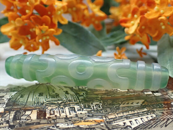 【チベット天珠】 七眼天珠 緑 【一点物】