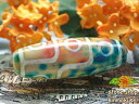 【マルチカラー天珠】九眼天珠 約40×15mm 三角形 ペイント柄 多彩模様 【一点物】