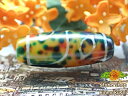 【マルチカラー天珠】鳳凰四眼天珠 約30×12mm ペイント柄 多彩模様 【一点物】