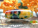 【マルチカラー天珠】二眼天珠 約30×12mm ペイント柄 多彩模様 【一点物】