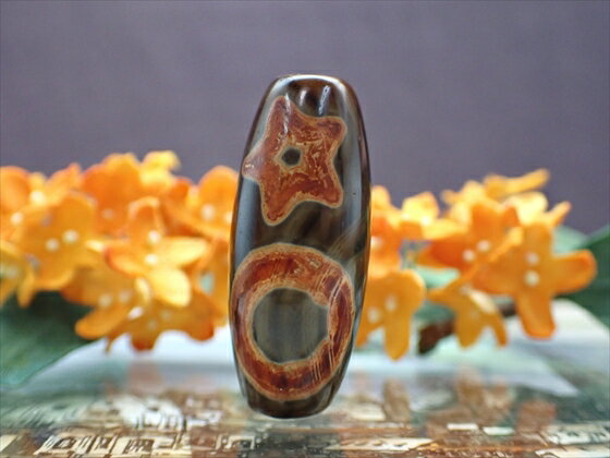 【チベット天珠】 日月星天珠 【一点物】 【※注意事項あり】