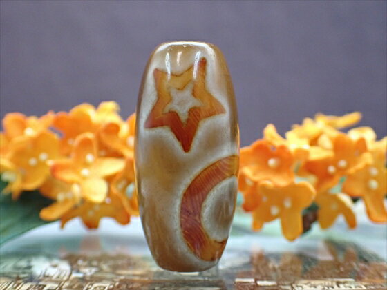 【チベット天珠】 日月星天珠 【一点物】 【※注意事項あり】