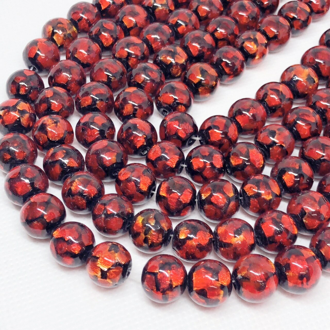 ホタルガラス 12mm 連売り レッド 33粒 とんぼガラス とんぼ玉 送料無料