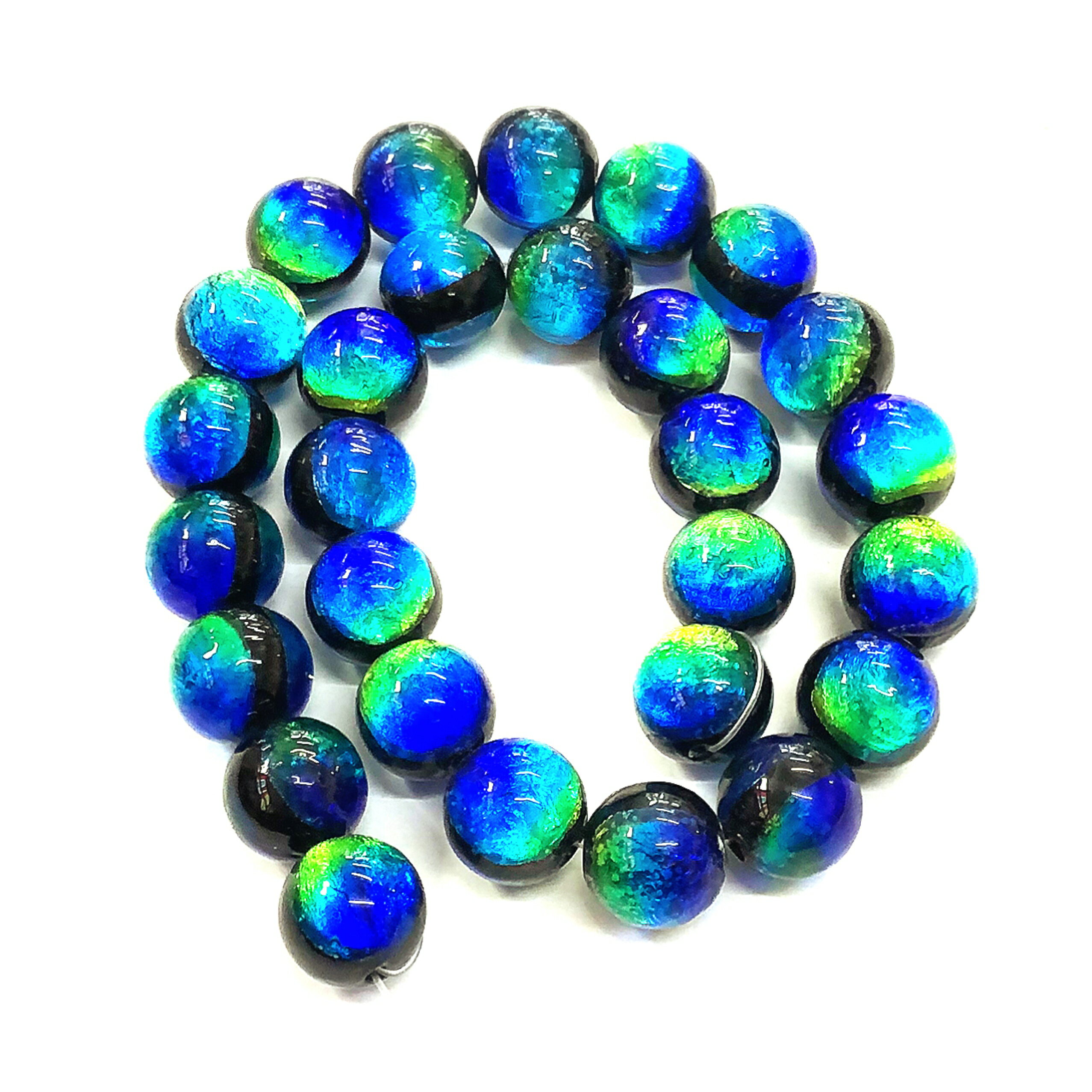 ケラママリン ホタルガラス 14mm 連売り 28粒 とんぼ玉 蓄光 夜光タイプ 送料無料