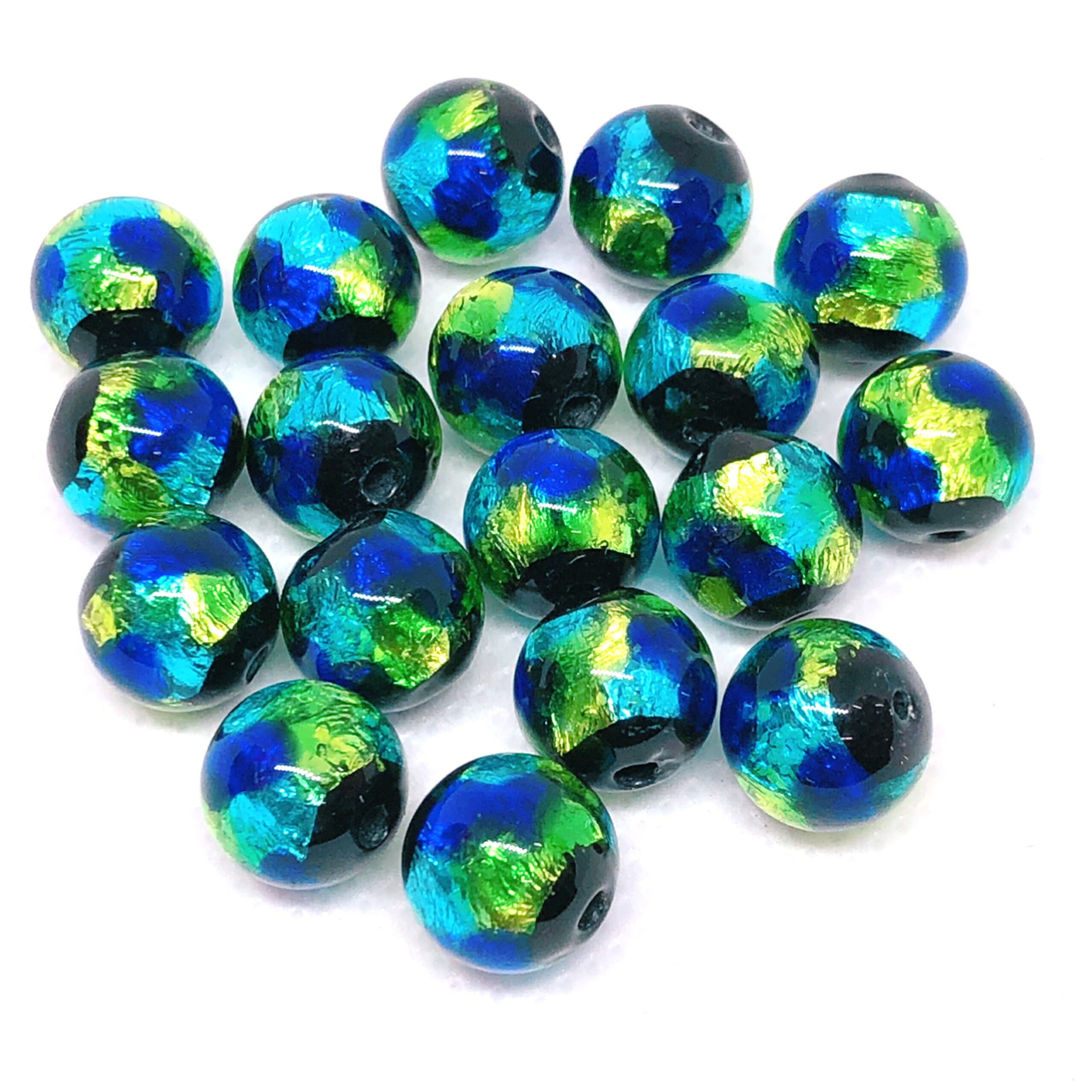 stonebika楽天市場店のホタルガラス ケラマミックス 12mm 連売り 33粒 とんぼガラス とんぼ玉 蓄光 夜光タイプ 送料無料｜アングル3