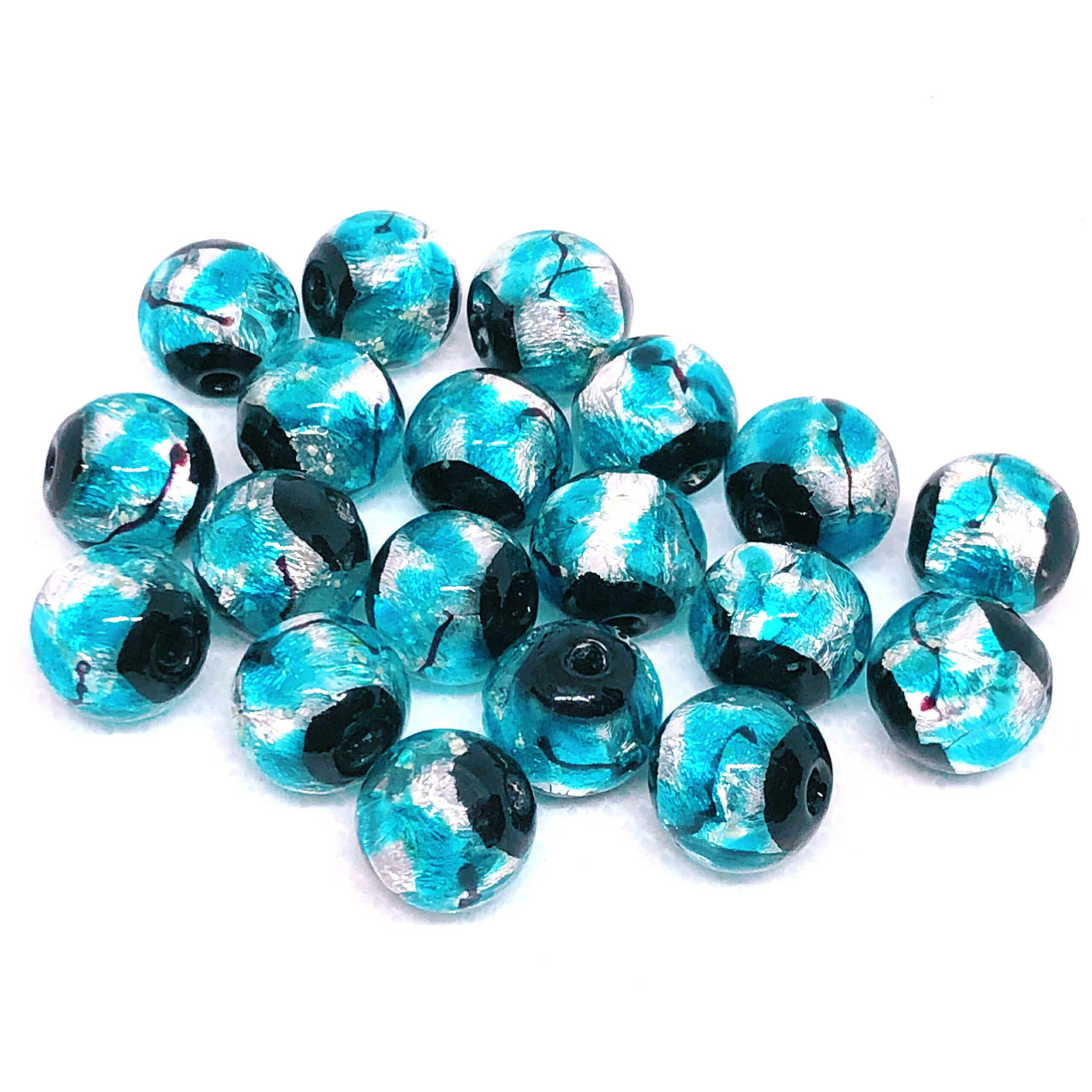 ホタルガラス 12mm 10粒 シーブルー とんぼ玉 蓄光 夜光タイプ 送料無料