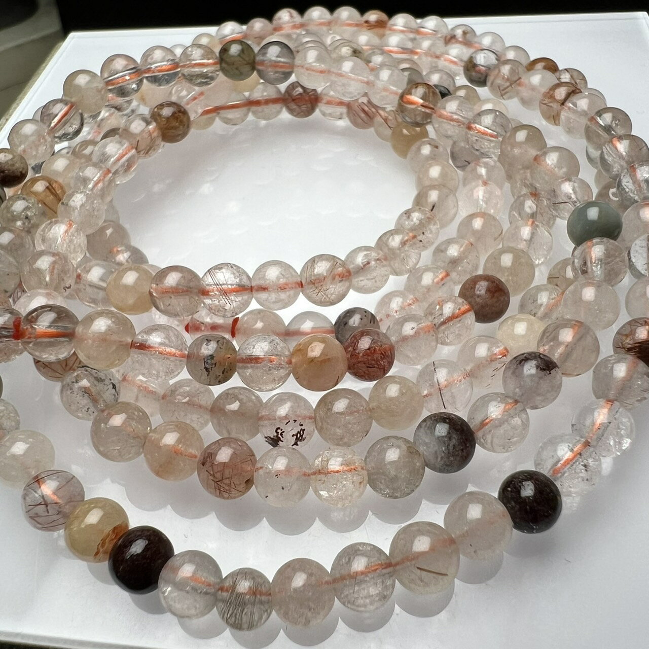 ミックスルチルクォーツ 5mm 54cm 3連ブレスレット 天然石 送料無料