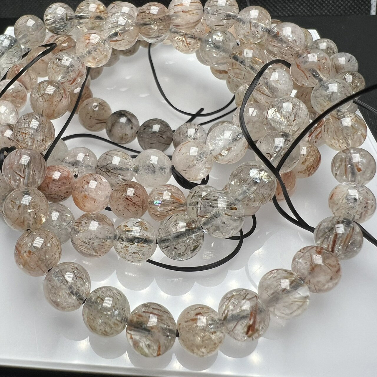 スーパーセブンルチルクォーツ7mm/8mm/9mm10mm 1連分 ブレスレット2本セット 天然石 送料無料