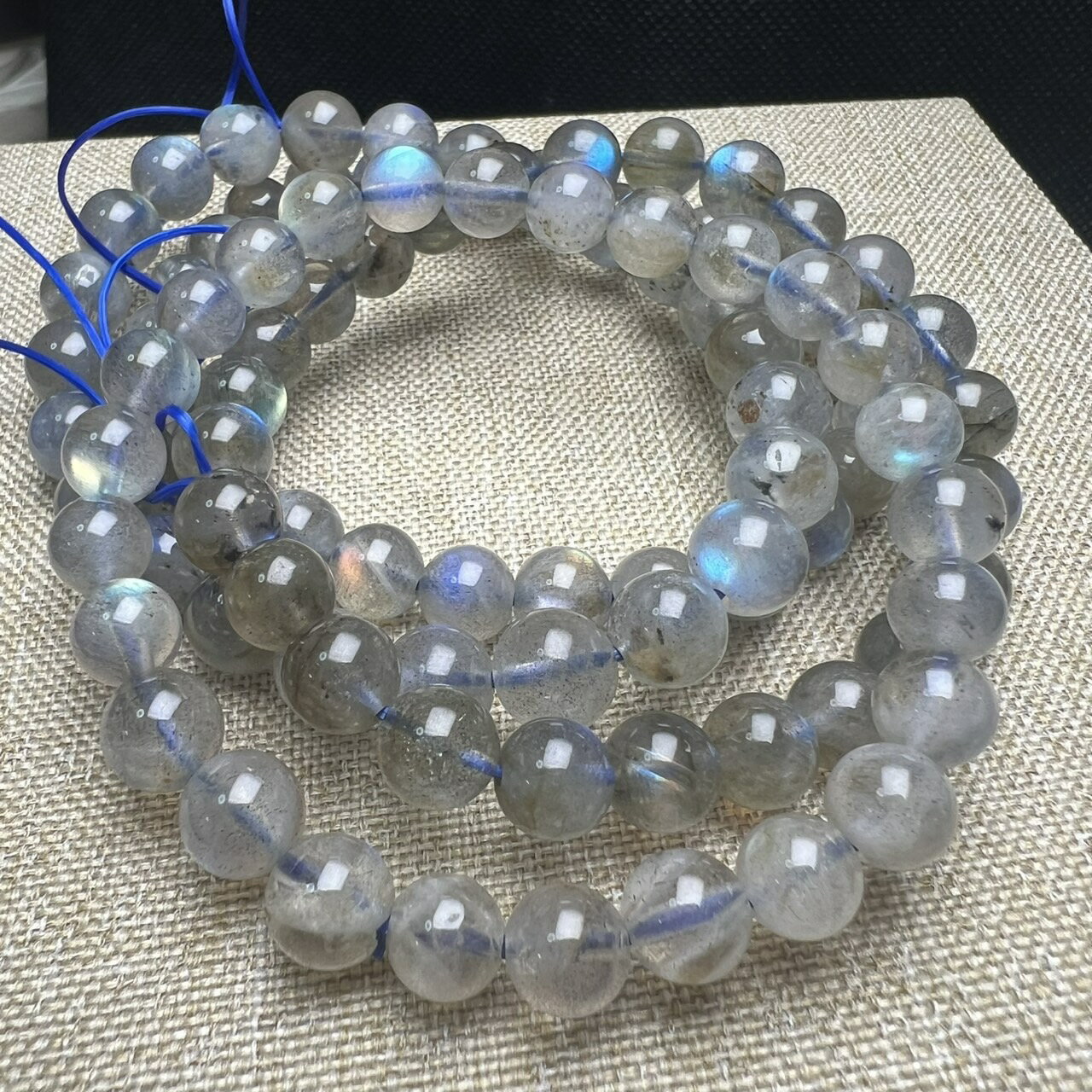 レインボーラブラドライト6mm/7mm/8mm/9mm/10mm 1連分 ブレスレット2本セット 天然石 送料無料(4.0)